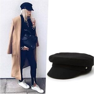 🔥NEW🔥Newsboy Hat Cabbie Driver Chic FRYE women’s Chuffeur Black Wool PRICEFIRM!